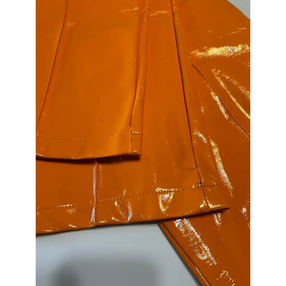 The Ragged Priest Orange Faux Patent Leather Straight Leg Pants - Picture 4 of 11